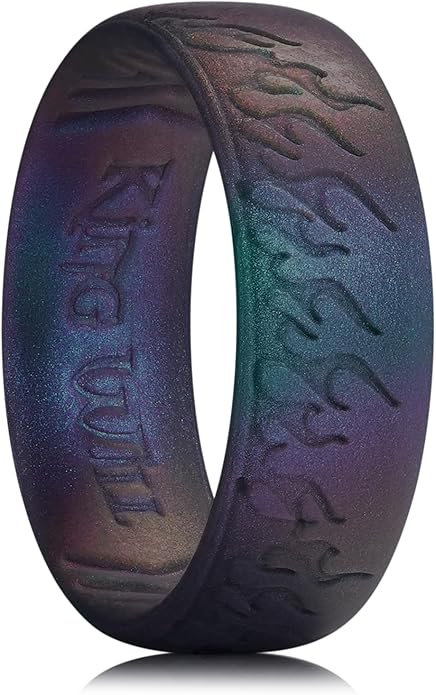 King Will Silicone Ring for Men and Women, 1.8mm Ultra Thick 6.6mm Width, Dome Metallic Style Comfort Fit - Breathable Durable Flexible Wedding Band