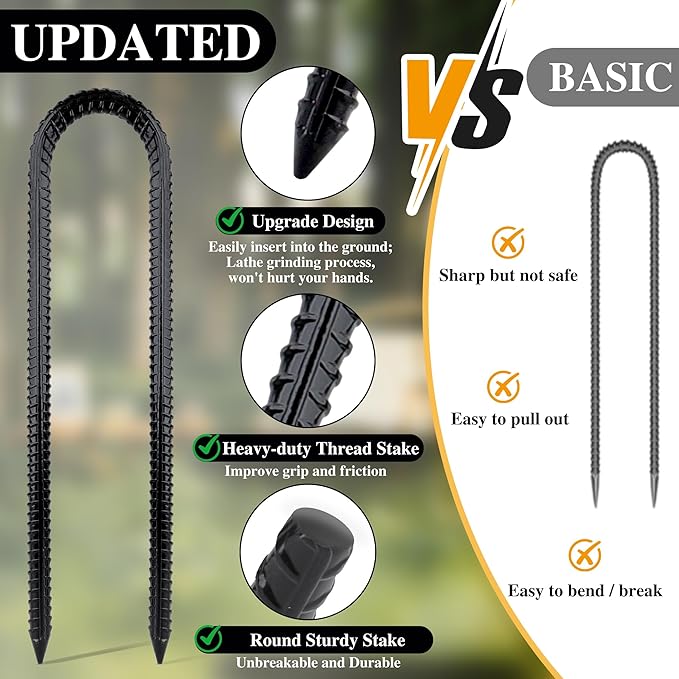 RIY Trampoline Stakes Anchors High Wind Heavy Duty Tent Stakes 12 Inch Ground Anchor Trampoline Accessories with T Hook