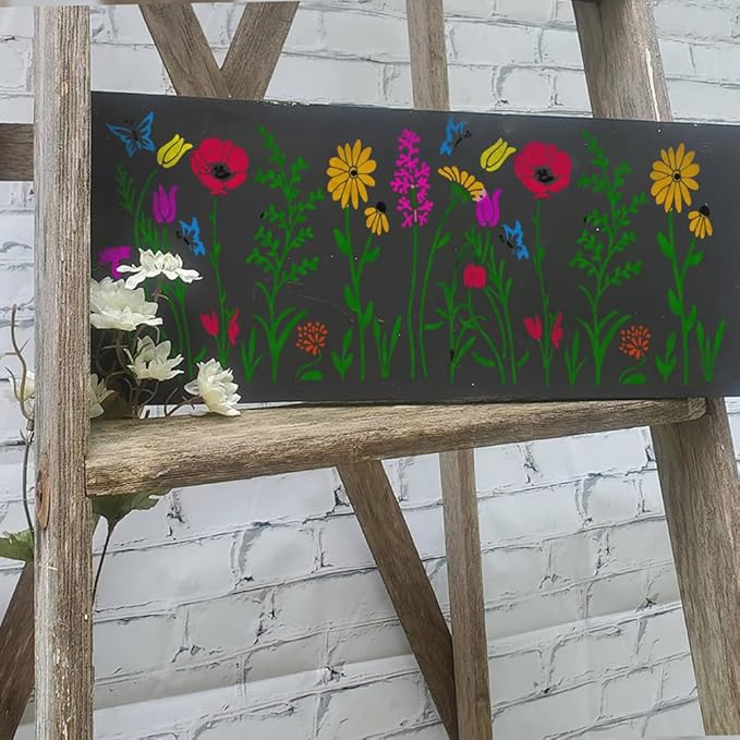 DLY LIFESTYLE Large Wildflower Stencil for Painting (17x12 Inches) - Stencils for Crafts Reusable for Canvas, Fences, Fabric, Furniture - DIY Wall Stencils for Painting Large Pattern