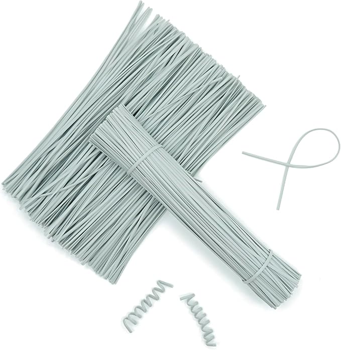 Gray Plastic Twist Ties Bulk, 6 Inch Reusable Twist Ties Garden Ties for Plants, 500 Pcs Metallic Twist Ties for Bread Bags, Vines and Wrapping Cords, Christmas Decor