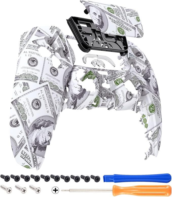 eXtremeRate The 100 Cash Money Soft Touch Touchpad Front Top Shell Compatible with ps5 Controller BDM-010 020 030 040 050, DIY Replacement Shell & Touch Pad Cover Compatible with ps5 Controller