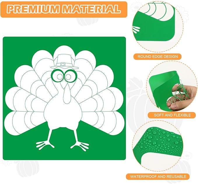 36pcs Thanksgiving Drawing Stencils for Kids 8 Inch Sidewalk Chalk Stencils Painting Large Washable Reusable Autumn Themed Primary Shape Template for Kids Toddlers Preschool