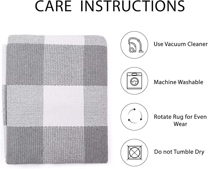IOHOUZE Buffalo Plaid Checkered Rug 4x6 Ft Front Door Mats, Washable Area Rugs for Front Porch Decor, Spring Summer Welcome Mats Outdoor, Gray White Rug for Farmhouse/Entryway/Home Entrance