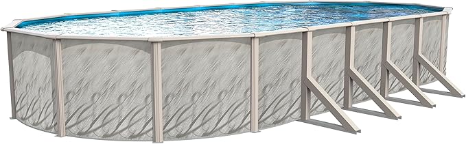 Lake Effect Pools 'Meadows' 15 ft x 30 ft Oval Above Ground Swimming Pool | 52 Inch Steel Side Walls | Kit Includes: 25 Gauge Overlap Liner & Widemouth Skimmer