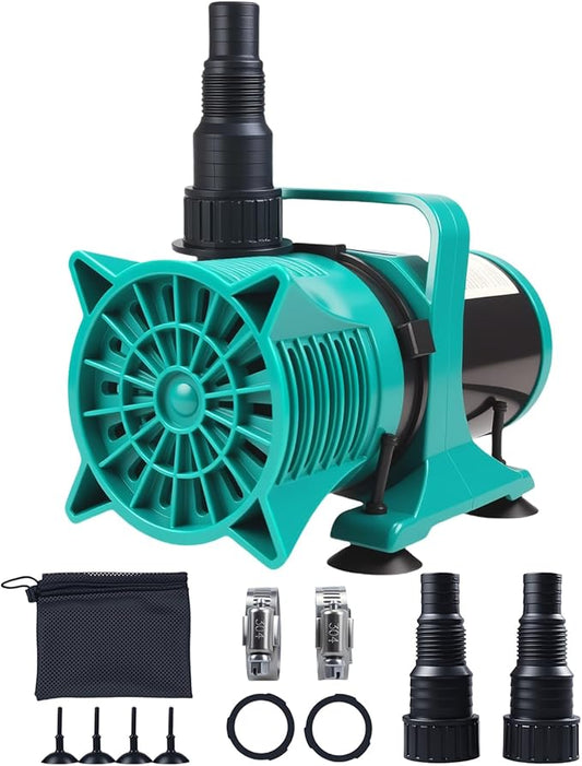 100W 1800GPH Submersible Pond Pump, Ultra Quiet & Energy Efficient Water Pump, 20FT Cord, 14FT Lift, Multi-Angle Nozzle for Koi Pond, Fountain, Waterfall, Aquarium, Garden Use, UL Listed