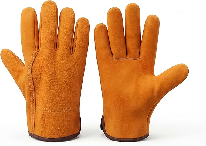 Nicoc Short Welding Gloves, Fire/Heat Resistant Work Gloves for Animal Handling, Forge, Fireplace, BBQ, Construction, Gardening, Oven, Furnace, Stove, Pot Holder, Industry Cutting, Large Size