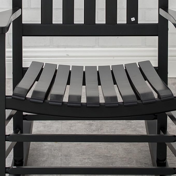 Wooden Porch Rocking Chairs Outside Outdoor Rockers for Adults Furniture for Living Room Patio Lounge Garden Indoor Black