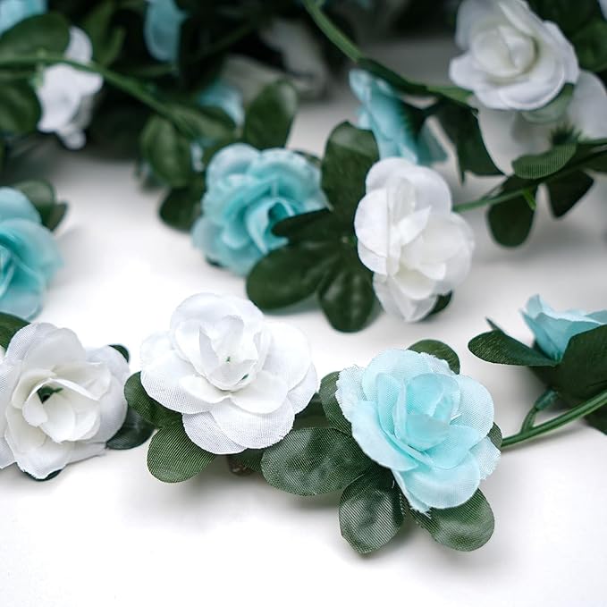 BLEUM CADE 5Pcs 41Ft Flower Garland Artificial Rose Vines for Bedroom, Cute Fake Hanging Flower Vines Floral Garland Decorations for Wedding Party Wall Room Decor Aesthetic