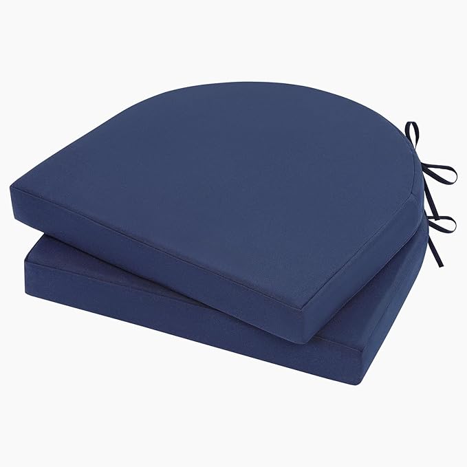 Topotdor Outdoor Chair Cushions Set of 2, 17"x16"x2" Waterproof Patio Chair Cushions for Outdoor Furniture, Round Corner Outdoor Seat Cushions Color Fastness Chair Pads with Ties, Royal Blue