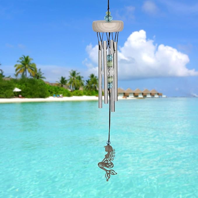 Woodstock Chimes Signature Collection, Woodstock Chime Fantasy, Mermaid 10'' Décor Designs - Small Chimes Wind Chimes for Outdoor, Patio, Home or Garden Décor (WCFM)