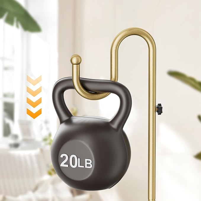 74" Gold Shepherds Hook Stand–Adjustable Free Standing Pole Holder for Hanging Bird Feeders, Plants, Lanterns, Wreaths, and Wind Chimes, Heavy Duty Base for Indoor & Outdoor Use, Holds Up to 20 LBS