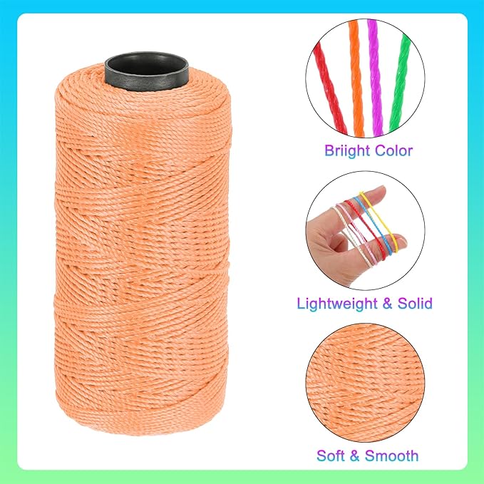 MECCANIXITY Nylon String 3 Strands Twisted Mason Line 1.5mm x 218 Yards Nylon Twine String for DIY Projects, Home Improvement, Gardening, Gift Wrapping, Christmas Party Supplies, Pink