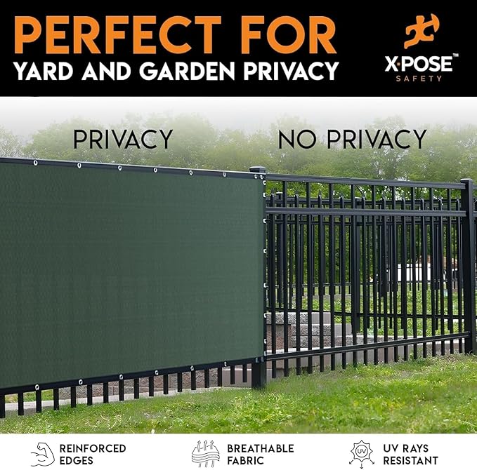 Xpose Safety Privacy Fence Screen 8’ x 50’ (2 Pack) – Heavy Duty Green Mesh with 90% Visibility Block, UV Protection – for Garden, Yard, Nursery, Kennel, Dog Run, Greenhouse
