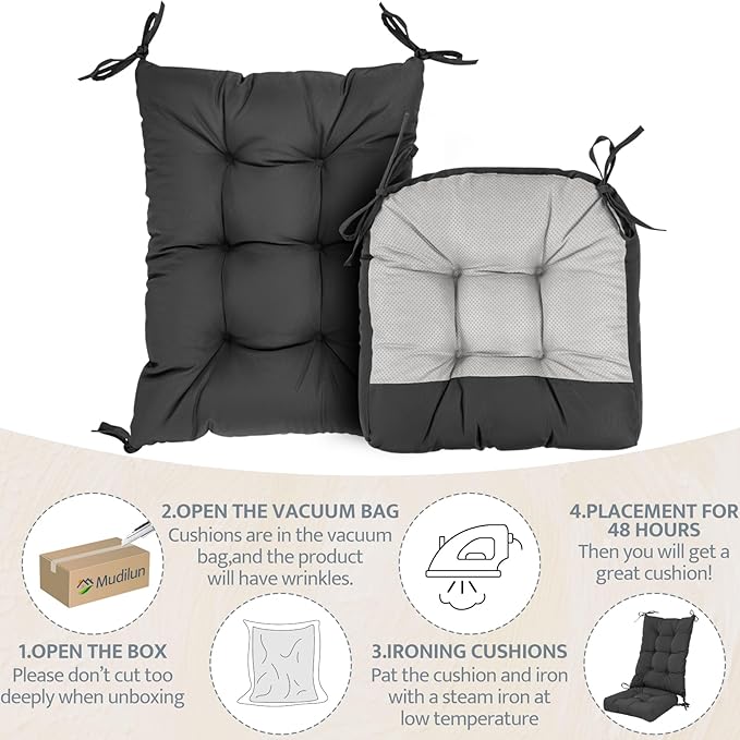mudilun Rocking Chair Cushion Non-Slip Tufted Indoor/Outdoor Rocking Chair Cushions 80% Water Proof with Straps for Living Room Baby Room Garden High Back Rocking Chair Pads