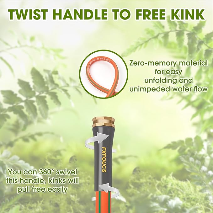 Heavy Duty Garden Hose – 5/8 Inch Flexible, Lightweight Hybrid Hose with 600 PSI Burst Pressure, Swivel Handle,All-Weather Water Hose, Durable Copper Male/Female Fittings (Orange, 50FT)