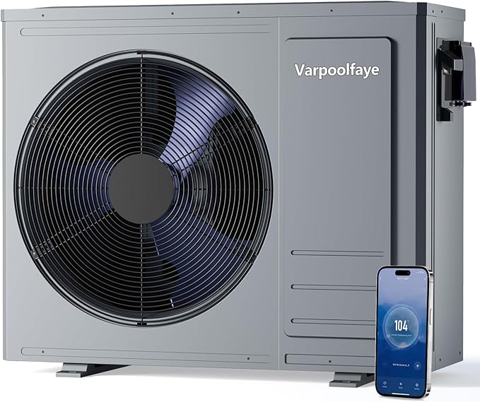 35100 BTU Electric Pool Heater For Inground Pool 10000 Gallon Above Ground Pool Heater Swimming Pool Heater Pump Heating or Cooling WiFi Control Schedule 220V 60HZ