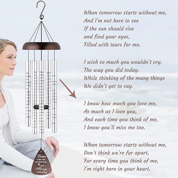 Sympathy Gift Wind Chimes for Outside - Memorial Wind Chimes for Loss of Loved One Mother Father, Memorial Gifts in Memory of Loved One, Breavement Gifts for Condolence Remembrance, Bronze