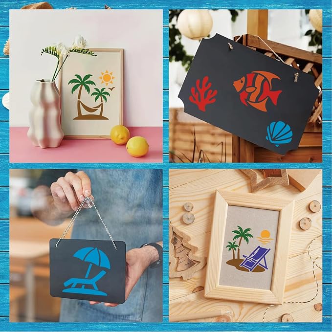 Hawaii Stencils 4in 50pcs Paint Template Reusable Plastic Templates DIY Crafts Stencil Painting Decoration for Fabrics Window Wall Home Wood(4inch 50 Pack)