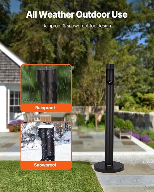 VEVOR Cigarette Butt Receptacle, Commercial Cylinder Cigarette Butt Container, Freestanding and Weatherproof Outdoor Cigarette Butt Disposal for Garden, Office, Restaurant, Hotel, Bar, Patio, Black