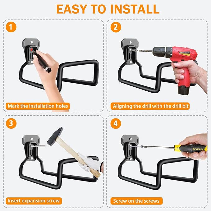 Hose Holder Wall Mount, Heavy Duty Hose Hanger for Outside Metal Hook for Water Hoses Outdoor Organizer Study Rack for Garden Hoses, 2 Pack