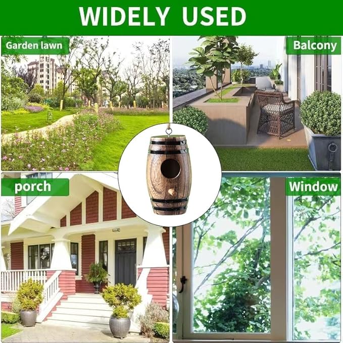 2 Pack Hummingbird Houses for Outside, DY-SKTY Wooden Hummingbird House for Nesting, Hanging Bird Houses for Outdoors with Pole, Unique Garden Gifts Home Decoration