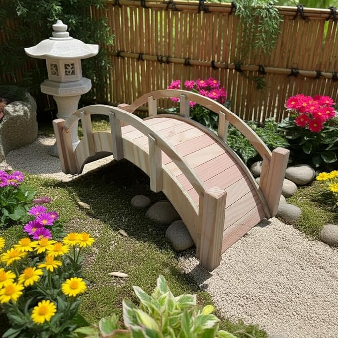 SamsGazebos Miniature Japanese Wood Garden Bridge 25 Inches Unfinished