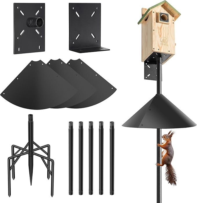92 Inch Heavy Duty Smart Bird Feeders with Squirrel Baffle & 5-Prong Base – Rustproof Birdhouse Stand for Bluebird Houses, Birdhouse Pole& Weather Stations – Sturdy Design for Enhanced Bird Watching