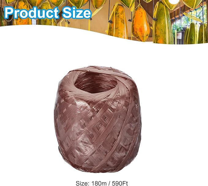 PATIKIL 180m/590Ft Polyester Nylon Plastic Rope, Twine Household Bundles Ropes Roll for Gardening Packing Crafting DIY, Brown