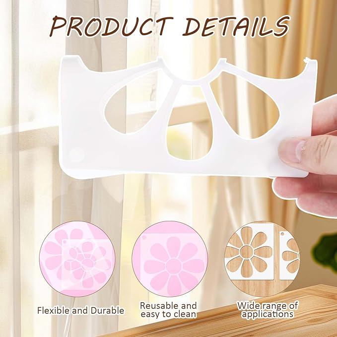 Stencils for Painting 11.8 inches Floral Daisy Flower Stencil Reusable Paint Art Stencils Drawing Template for Painting on Wood Card Making Wall Fabric Canvas Furniture Paper Crafts (6 Daisy)