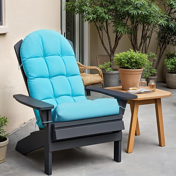 Adirondack Chair Cushion Set of 4, Rocking Chair Cushions, High Back Patio Cushions, Thickened Weather Resistant Patio Cushion with 6 Ties, Non Slip Fade & Waterproof