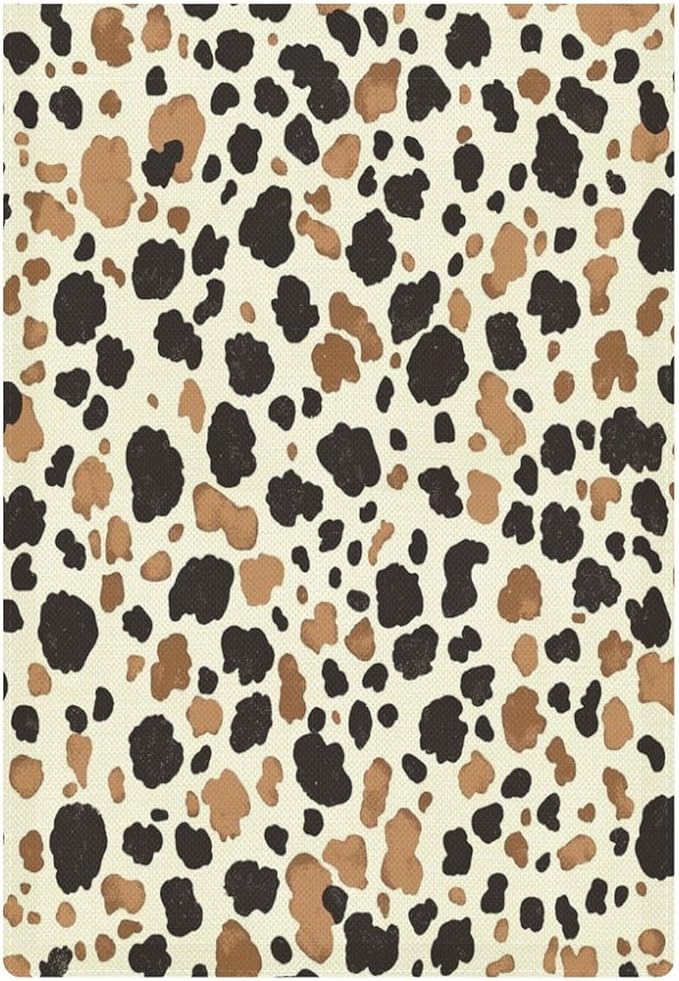 Cow Print Welcome Garden Flag 12x18 Double Sided Cow Print Farmhouse Rustic Outdoor House Flags Yard Flag Seasonal Yard Decoration