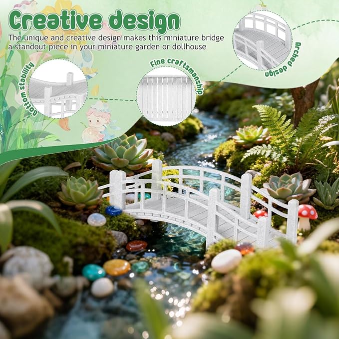 Garneck Miniature Arch Bridge for Fairy Garden Accessories: 5.9" Vintage Tiny Bridge Figurine Dollhouse Furniture Accessories for Aquarium Fish Tank Terrarium Bonsai Decor DIY Micro Landscape
