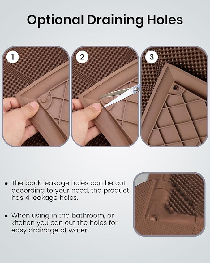 Long Front Door Mat for Outside Entrance 35.5"x17" – Anti-Slip Dirt-Trapping Waterproof Rubber Indoor & Outdoor Mat with Textured Surface for Entryway - Heavy Duty All Weather Doormat – Brown
