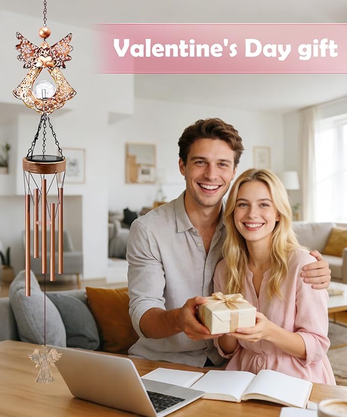 Wind Chimes Outdoor Indoor Decor: Melodious Valentines Day Gifts for Her Wife Women Mom Grandma Birthday - Weatherproof Metal Outdoor Decor Easy Hanging for Garden Patio Tree Window Memorial