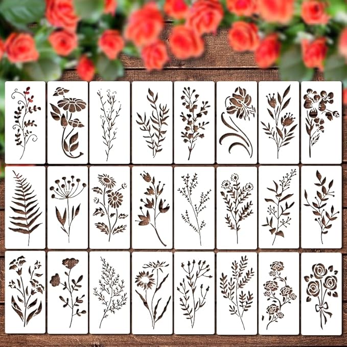 Garden Fence Large Flower Stencils - Reusable Floral Stencil DIY Decoration for Painting on Wood Walls Pattern, Jumbo Sunflower Yard Spray Paint Big Crafts Floor Stencils (CP-13)