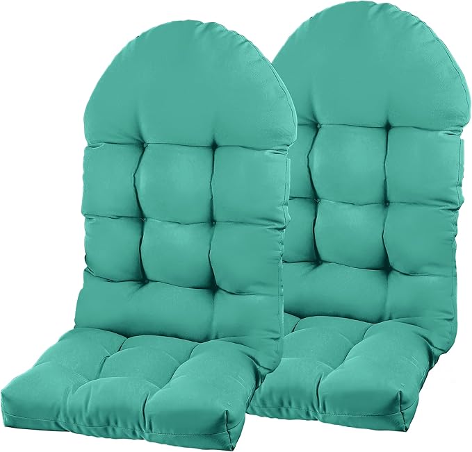 Adirondack Chair Cushion, Rocking Chair Cushion 44x19.4x4 inch, High Back Patio Cushions of Upper and Lower with Ties, Sunscreen and Fade-Resistant (Lake Blue, 2)