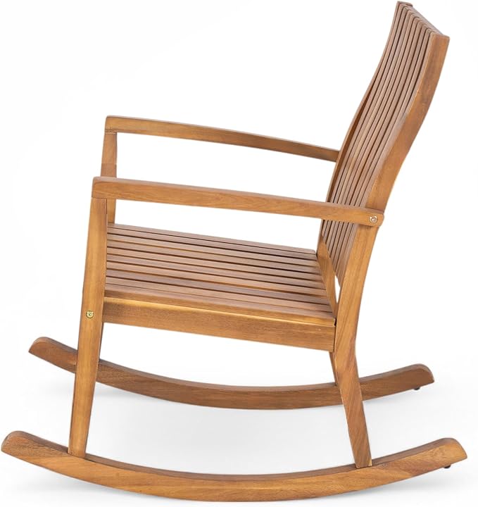 Christopher Knight Home Nycha Acacia Wood Rocking Chair Outdoor Set of 2, Patio Furniture Set, Wooden Patio Single Sofa with Glider Function, Lounge Chair Outdoor, Teak