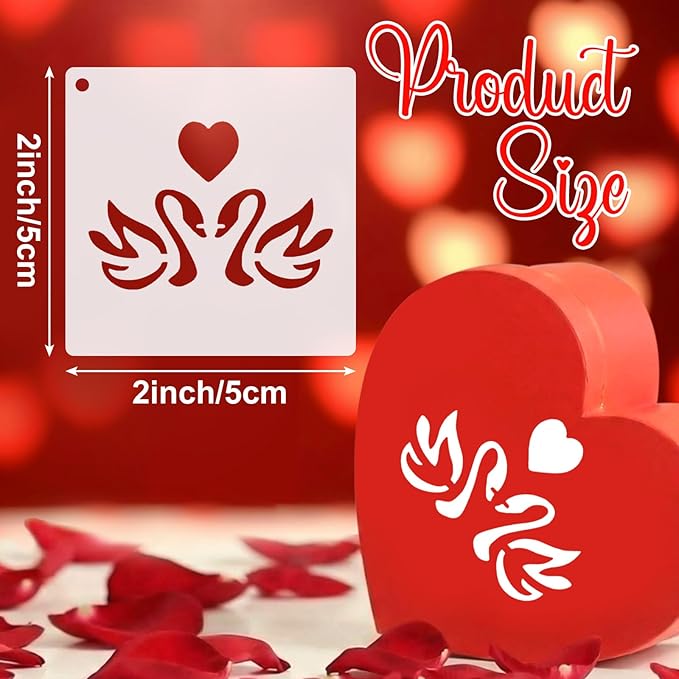 Fainne 100 Pcs Stencils for Painting on Wood Reusable Stencil Crafts Drawing Templates Holiday Wall Paper for DIY Scrapbook Home 2 x 2 Inch (Heart)