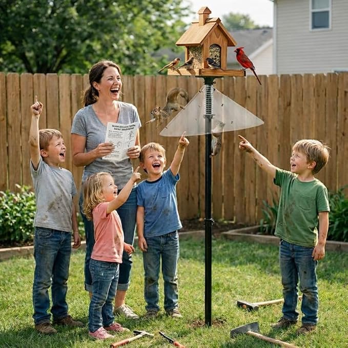 Premium Squirrel Baffle for Bird Feeder Pole Chew Proof Squirres Guard with Spring for Better Defense 19 Inch Outside Mount for Bird Feeders Raccoon Rodent Stopper Garden Accessories Backyard