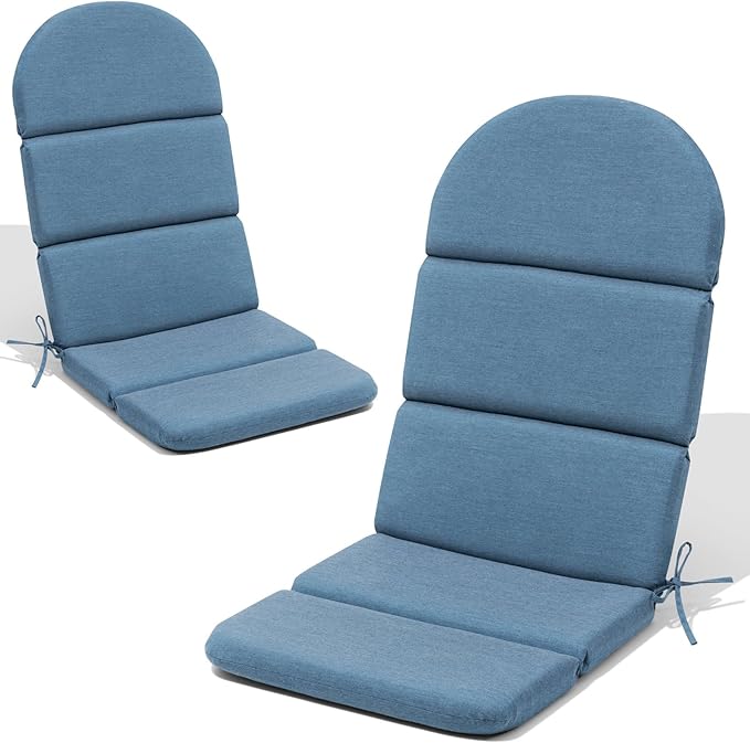 Crestlive Sunbrella Adirondack Chair Cushion Set of 2, 50 x 19.6 inch, Water Repellent, Fade Resistant, High Back Outdoor Chair Cushion for Patio, Denim Blue