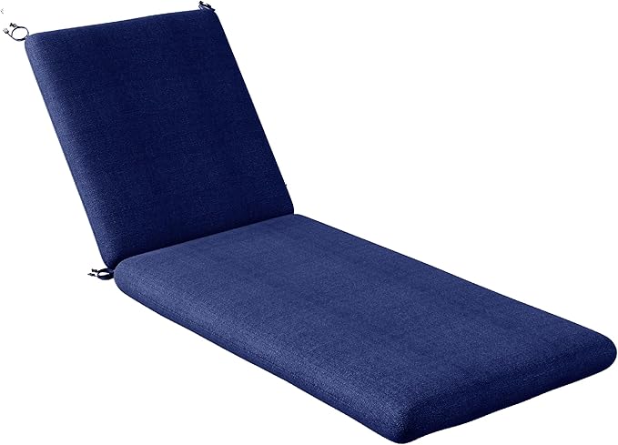 Codi Outdoor Chaise Lounge Chair Cushions 80"x26"x3.5" – Linen Texture, Fade Resistant, Waterproof, Removable Cover, Thick Soft Padding for Patio Furniture & Pool Relaxation, Navy Blue