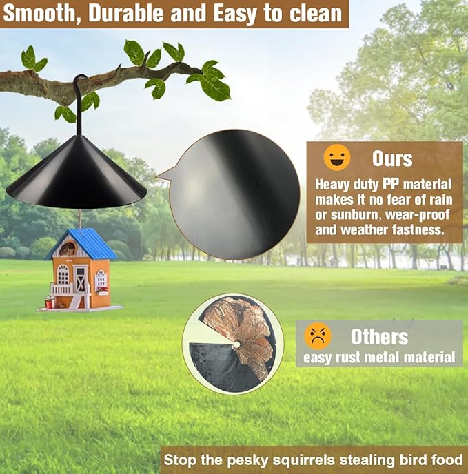Garbuildman Squirrel Baffle for Bird Feeder Pole, Outside Hanging Mount Bird House Guard for Outdoor Shepherd’s Hook,19 Inch Diameter, 2 Packs