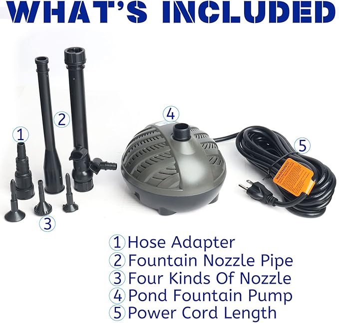 WaterRebirth HSP1000N Turtle Shell Submersible Pump with Fountain Jets - for Turtle Tanks, Ponds, Aquariums - 264GPH High Flow