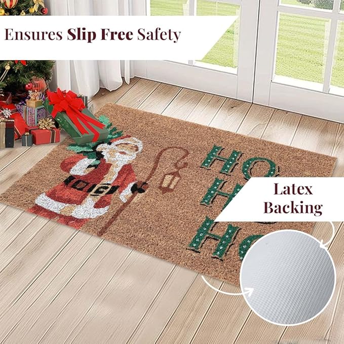 Folkulture Christmas Door Mat Outdoor, Eco Friendly Christmas Door Mats for Front Door, 28 X 16 Inch Welcome Matt or Doormat for Home Entrance, Durable & Anti Slip Coir Door Mats (Santa Clause)