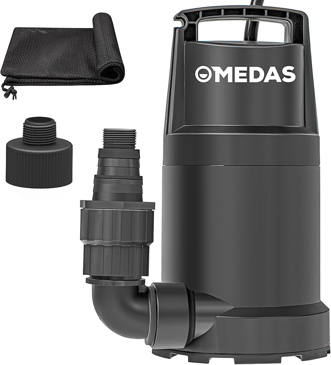 MEDAS Portable Sump Pump for Swimming Pool, Garden Pond, Basement Water Removal with 10ft Power Cord 1/2HP