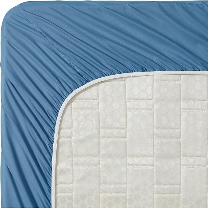 Clara Clark Bed Sheets, Premier 1800 Series 4 Piece Bed Sheet Set, Deep Pocket, Wrinkle, Fade, Stain Resistant, Luxury Soft Bedding Sheets & Pillowcases, Full, Blue Heaven