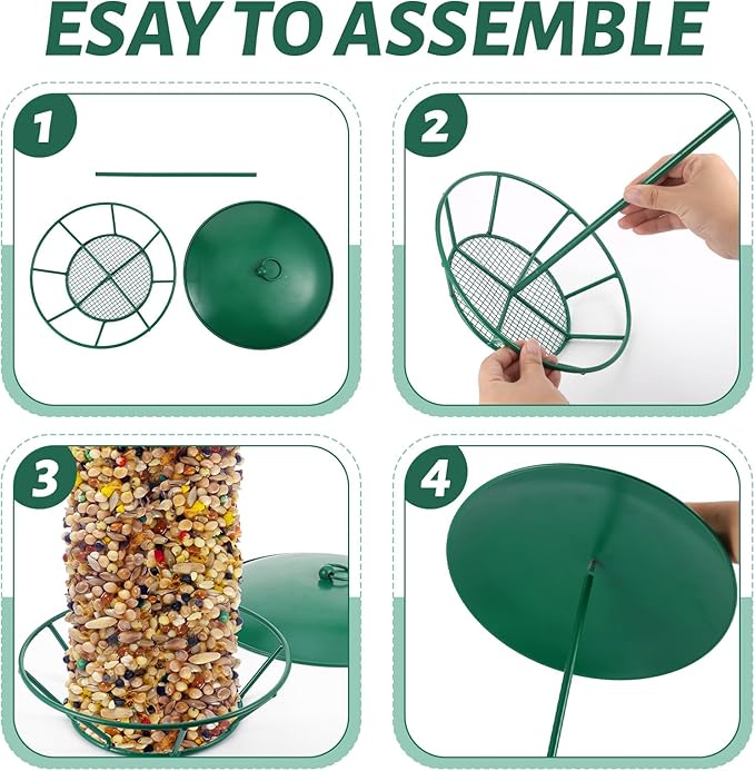 2 Pcs Suet Feeder Cylinder Bird Feeder S-6-2 Seed Cake Feeders Green Metal Feeders for Hanging Garden Backyard Outdoors Wild Birdfeeding