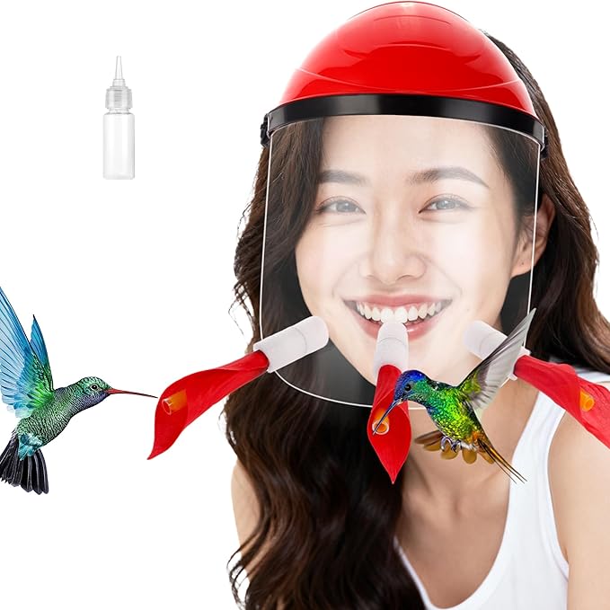 Hummingbird Feeder Hat, Outdoors Hummingbird Feeder Mask with 3 Feeding Ports (1PCS)