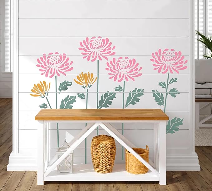 GSS Designs Large Daisy Stencils 16x24Inch Flower Stencils for Painting on Wood Canvas Paper Fabric Floor Wall Furniture Reusable Daisy Wall Stencils for Fence Garden Decor