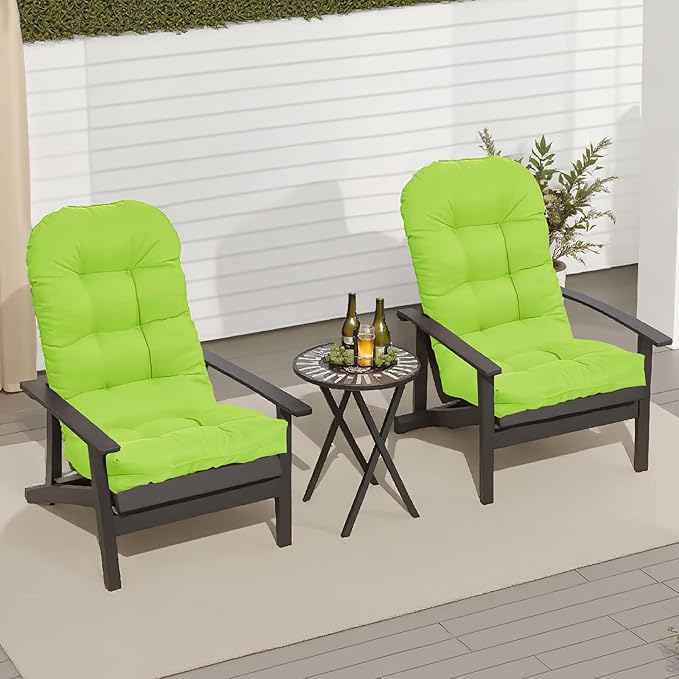 Adirondack Chair Cushion, Waterproof Outdoor Seat Cushions for Patio Furniture, Thick High Back Replacement Pad for Porch Lawn Wicker Dining Desk Chair, Rocking Chair Cushion, Fruitgreen